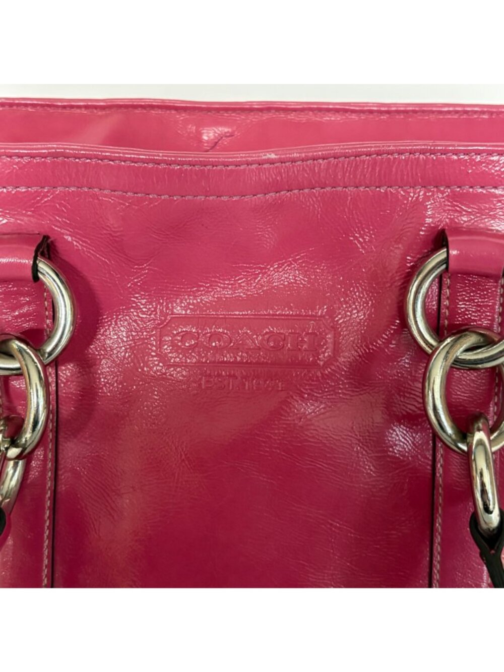 Coach Gallery Tote Pink Patent Leather Shoulder Purse F12869 Large Handbag - Picture 3 of 15